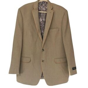 Van Heusen Studio Tan Two Button Blazer Paisley Lined Size 48R NWT Business